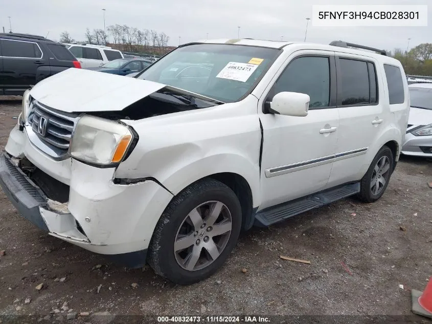 2012 Honda Pilot Touring VIN: 5FNYF3H94CB028301 Lot: 40832473