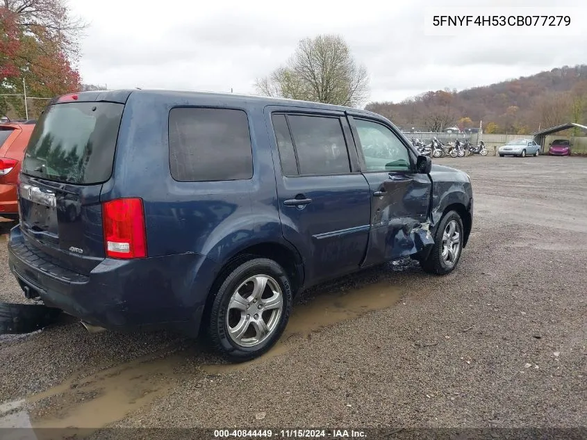 2012 Honda Pilot Ex-L VIN: 5FNYF4H53CB077279 Lot: 40844449