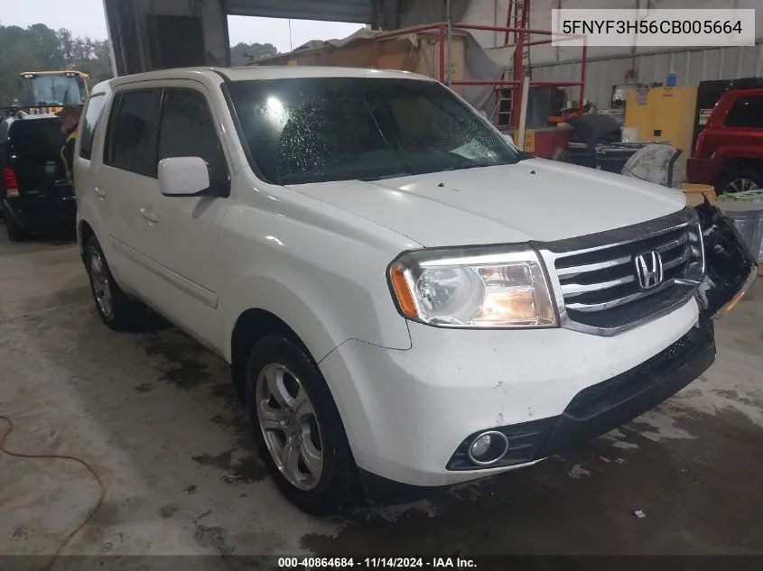 2012 Honda Pilot Ex-L VIN: 5FNYF3H56CB005664 Lot: 40864684