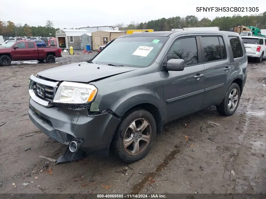 2012 Honda Pilot Ex-L VIN: 5FNYF3H53CB021305 Lot: 40869585