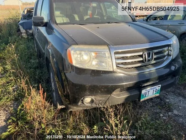 2013 Honda Pilot Ex-L VIN: 5FNYF4H65DB504925 Lot: 20176259