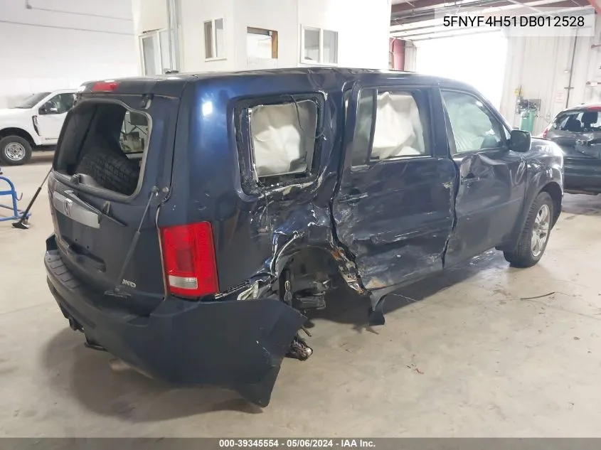 5FNYF4H51DB012528 2013 Honda Pilot Ex-L