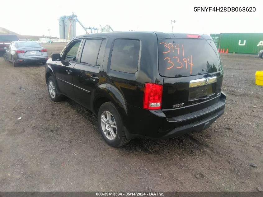 2013 Honda Pilot Lx VIN: 5FNYF4H28DB068620 Lot: 40320004