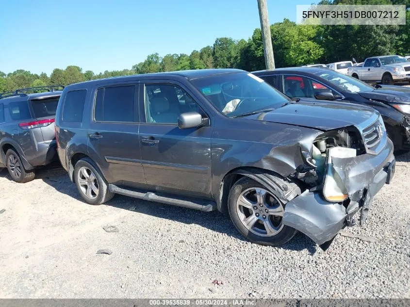 2013 Honda Pilot Ex-L VIN: 5FNYF3H51DB007212 Lot: 39535839