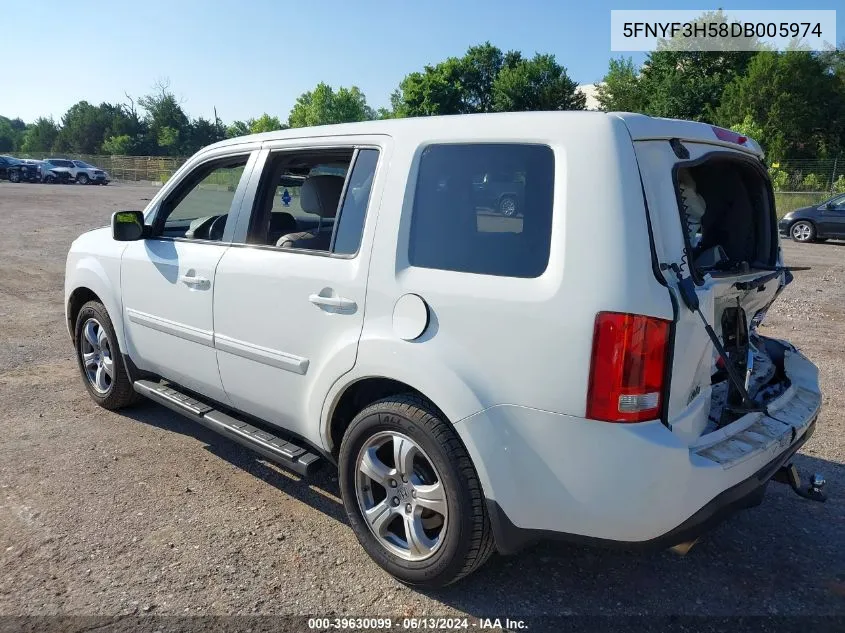 2013 Honda Pilot Ex-L VIN: 5FNYF3H58DB005974 Lot: 39630099