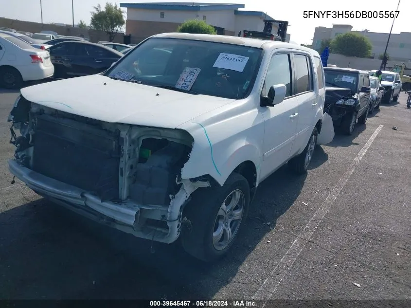 2013 Honda Pilot Ex-L VIN: 5FNYF3H56DB005567 Lot: 39645467