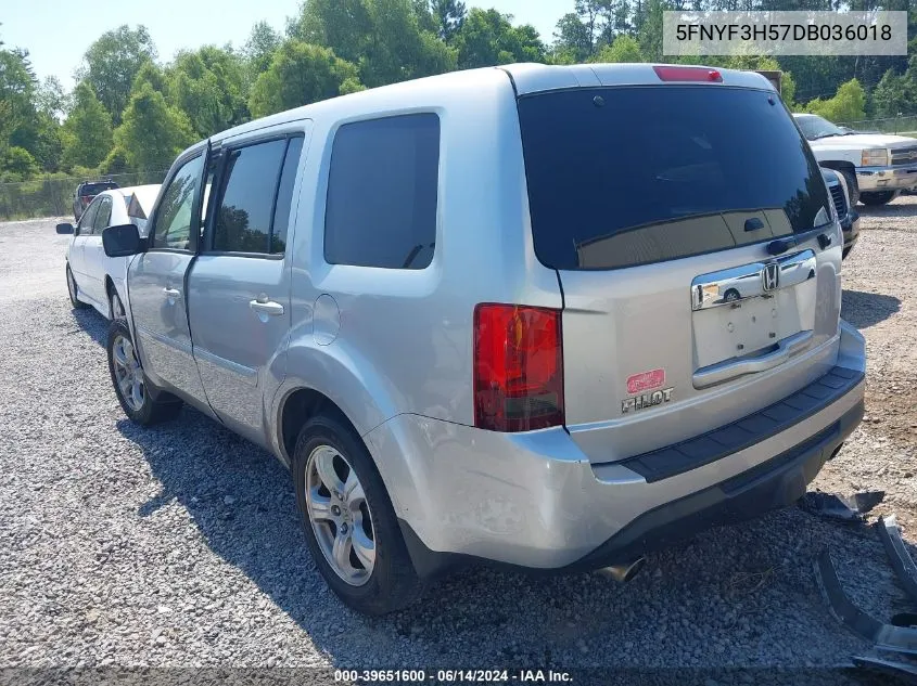 2013 Honda Pilot Ex-L VIN: 5FNYF3H57DB036018 Lot: 39651600