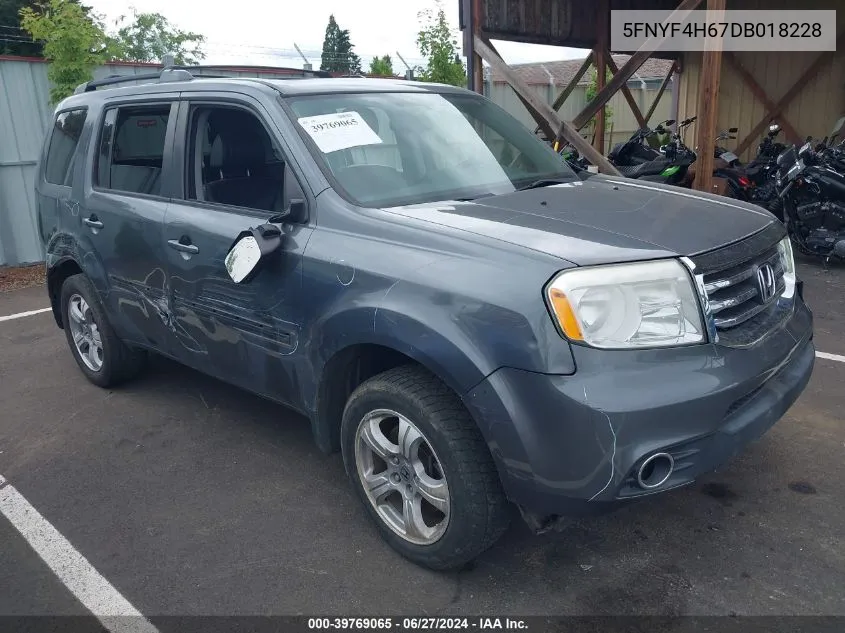 2013 Honda Pilot Ex-L VIN: 5FNYF4H67DB018228 Lot: 39769065