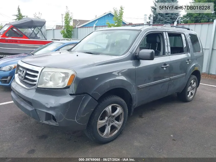 2013 Honda Pilot Ex-L VIN: 5FNYF4H67DB018228 Lot: 39769065