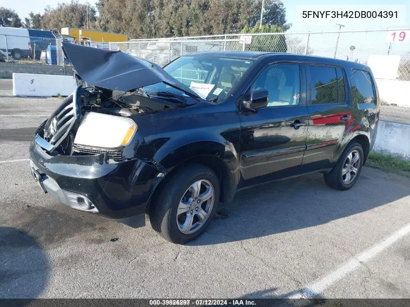 2013 Honda Pilot Ex VIN: 5FNYF3H42DB004391 Lot: 39826297