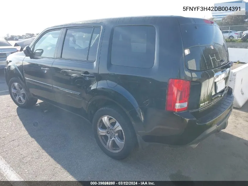 2013 Honda Pilot Ex VIN: 5FNYF3H42DB004391 Lot: 39826297