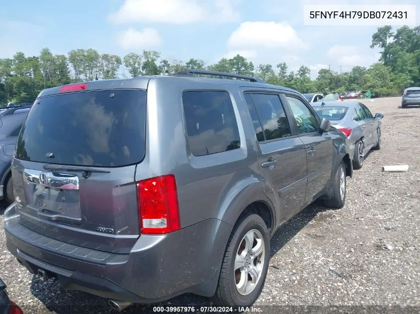 2013 Honda Pilot Ex-L VIN: 5FNYF4H79DB072431 Lot: 39957976