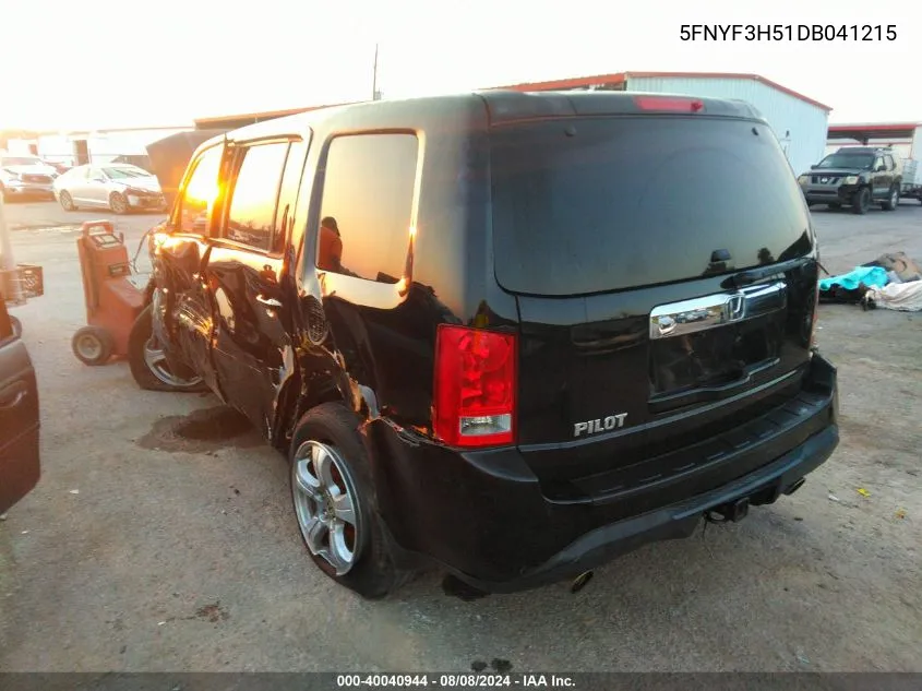 2013 Honda Pilot Ex-L VIN: 5FNYF3H51DB041215 Lot: 40040944