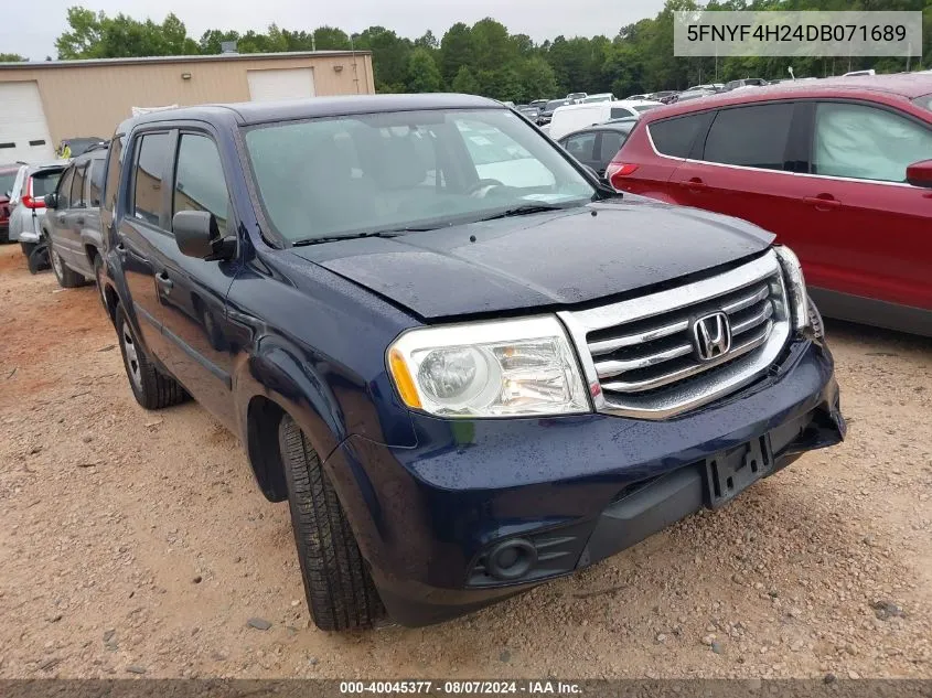 5FNYF4H24DB071689 2013 Honda Pilot Lx