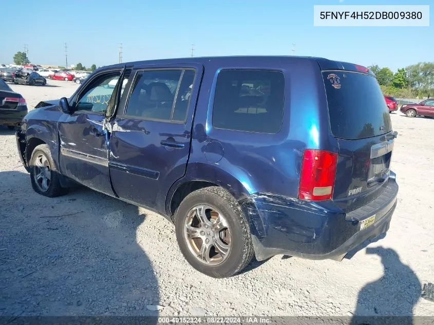 2013 Honda Pilot Ex-L VIN: 5FNYF4H52DB009380 Lot: 40152324