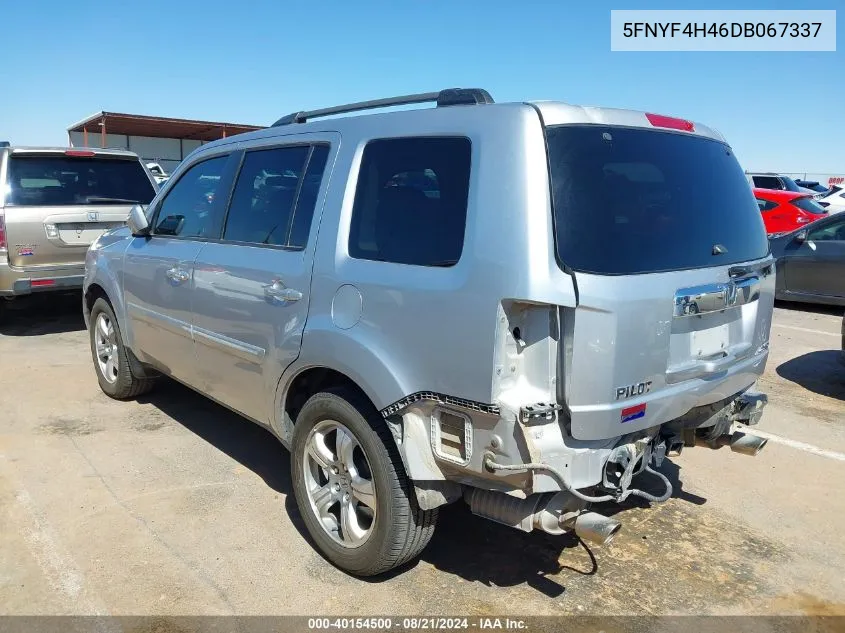 2013 Honda Pilot Ex VIN: 5FNYF4H46DB067337 Lot: 40154500