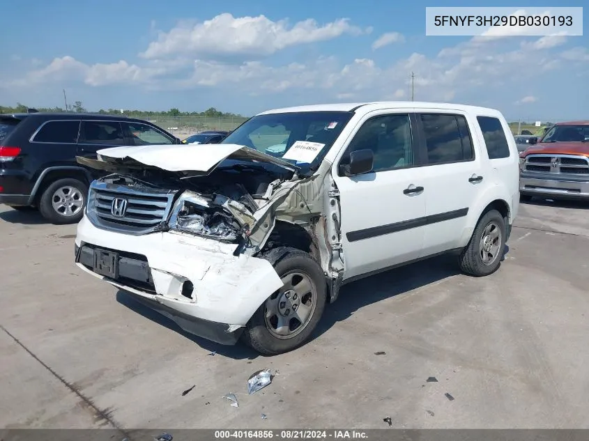 5FNYF3H29DB030193 2013 Honda Pilot Lx