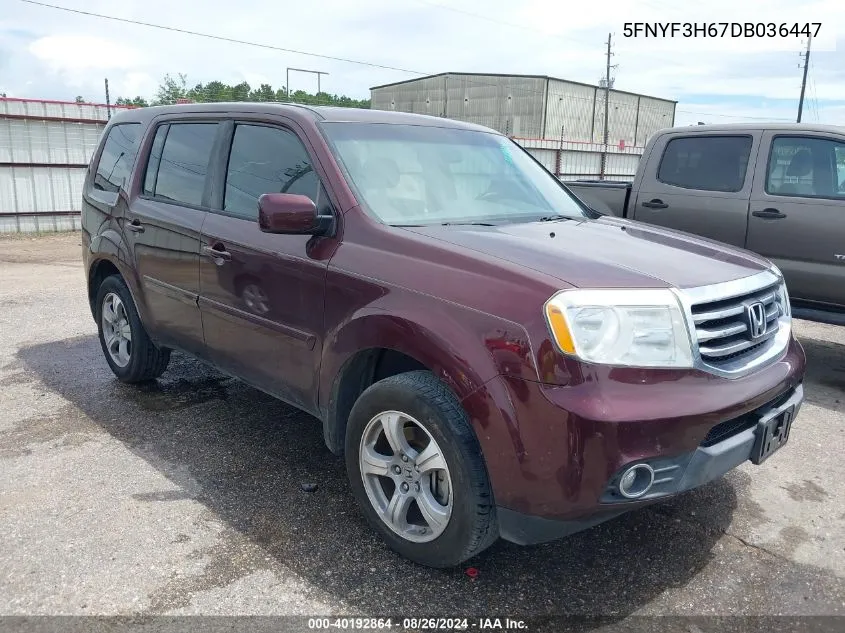 2013 Honda Pilot Ex-L VIN: 5FNYF3H67DB036447 Lot: 40192864