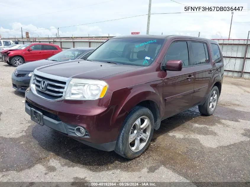 2013 Honda Pilot Ex-L VIN: 5FNYF3H67DB036447 Lot: 40192864