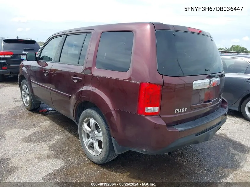 2013 Honda Pilot Ex-L VIN: 5FNYF3H67DB036447 Lot: 40192864