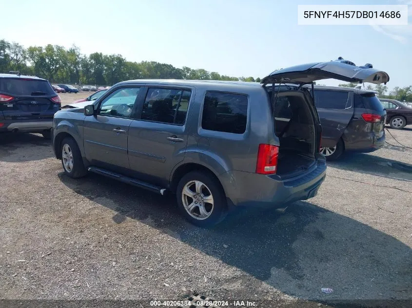 2013 Honda Pilot Ex-L VIN: 5FNYF4H57DB014686 Lot: 40206384