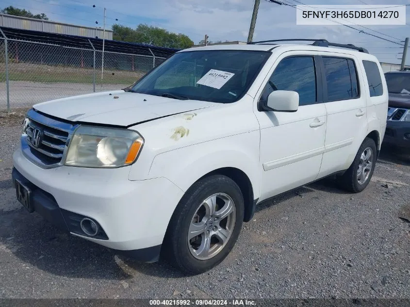 2013 Honda Pilot Ex-L VIN: 5FNYF3H65DB014270 Lot: 40215992