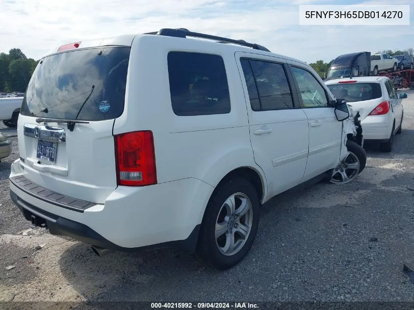 2013 Honda Pilot Ex-L VIN: 5FNYF3H65DB014270 Lot: 40215992