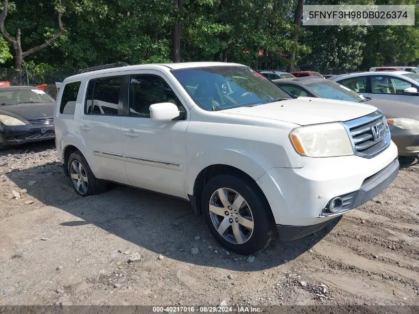 2013 Honda Pilot Touring VIN: 5FNYF3H98DB026374 Lot: 40217016