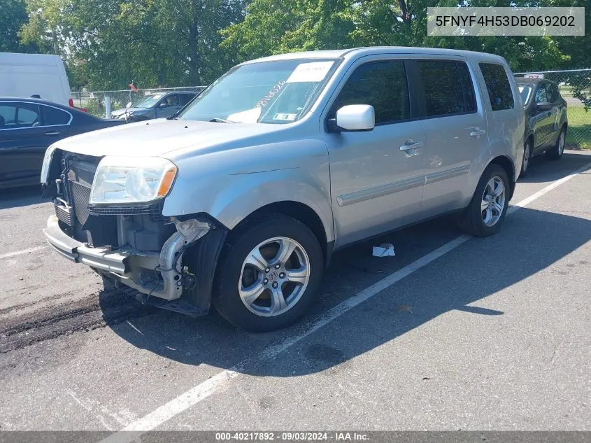 2013 Honda Pilot Ex-L VIN: 5FNYF4H53DB069202 Lot: 40217892