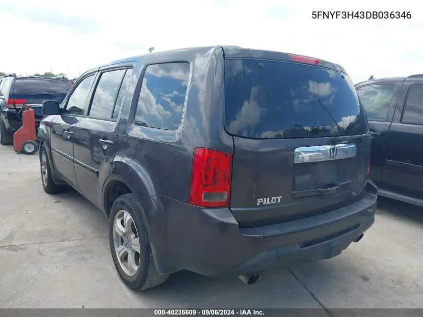 5FNYF3H43DB036346 2013 Honda Pilot Ex