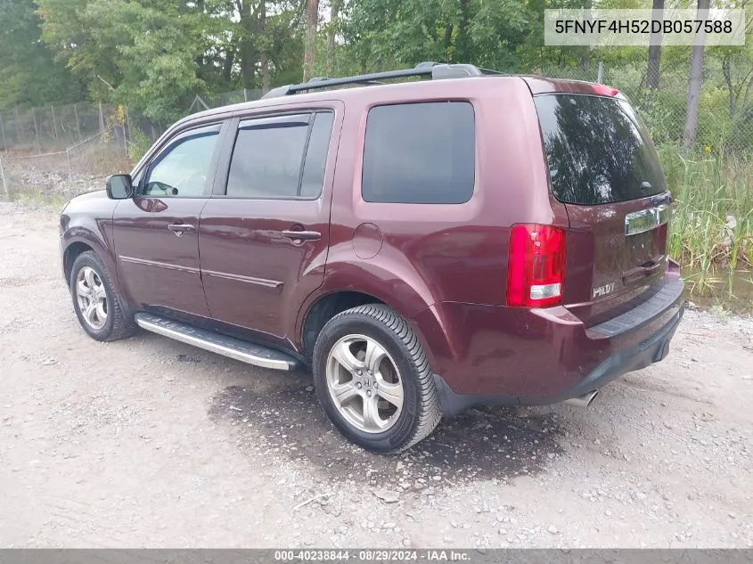 2013 Honda Pilot Ex-L VIN: 5FNYF4H52DB057588 Lot: 40238844