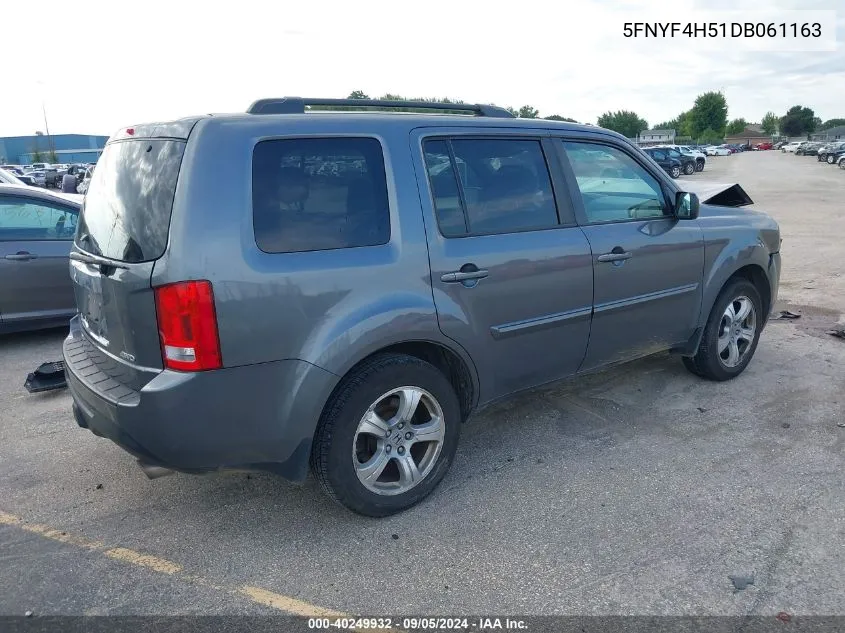 2013 Honda Pilot Exl VIN: 5FNYF4H51DB061163 Lot: 40249932