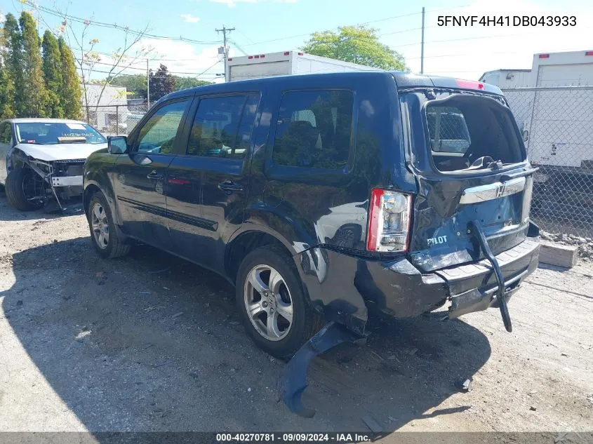 2013 Honda Pilot Ex VIN: 5FNYF4H41DB043933 Lot: 40270781