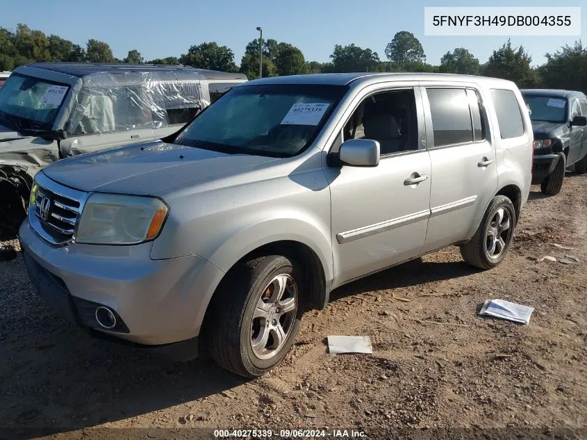 2013 Honda Pilot Ex VIN: 5FNYF3H49DB004355 Lot: 40275339