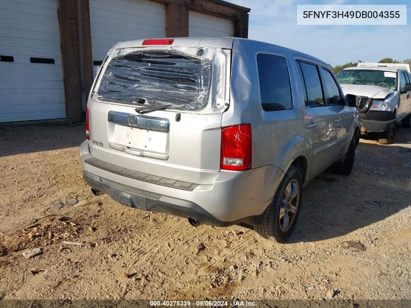 2013 Honda Pilot Ex VIN: 5FNYF3H49DB004355 Lot: 40275339