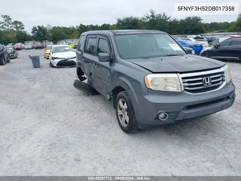 2013 Honda Pilot Ex-L VIN: 5FNYF3H52DB017358 Lot: 40297713