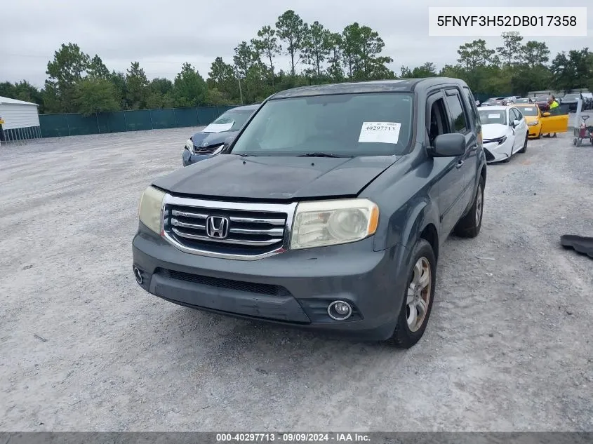 2013 Honda Pilot Ex-L VIN: 5FNYF3H52DB017358 Lot: 40297713