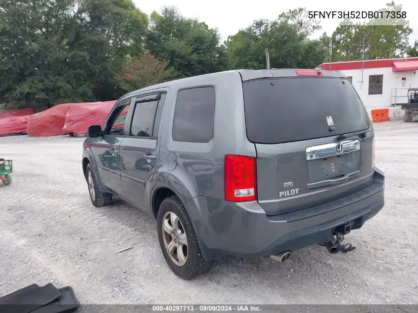 5FNYF3H52DB017358 2013 Honda Pilot Ex-L