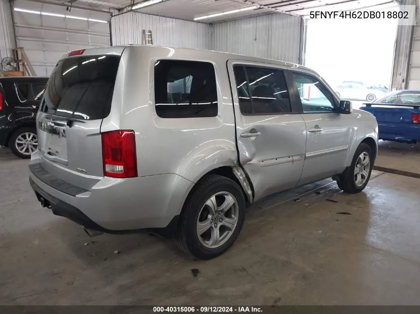 2013 Honda Pilot Exl VIN: 5FNYF4H62DB018802 Lot: 40315006