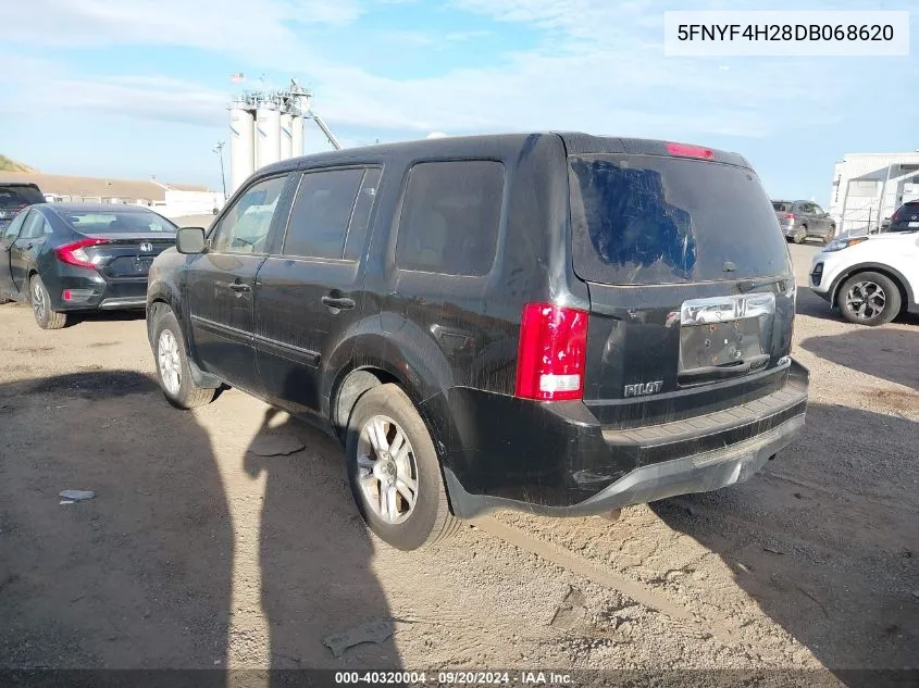 2013 Honda Pilot Lx VIN: 5FNYF4H28DB068620 Lot: 40320004