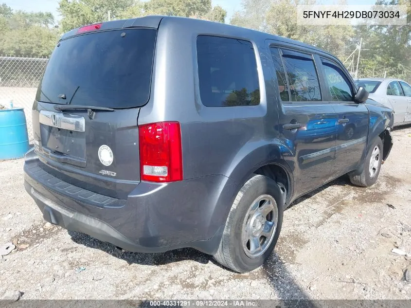 2013 Honda Pilot Lx VIN: 5FNYF4H29DB073034 Lot: 40331291