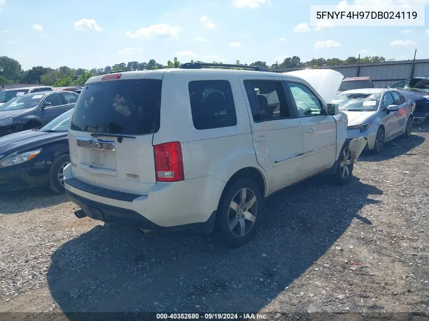 2013 Honda Pilot Touring VIN: 5FNYF4H97DB024119 Lot: 40352680