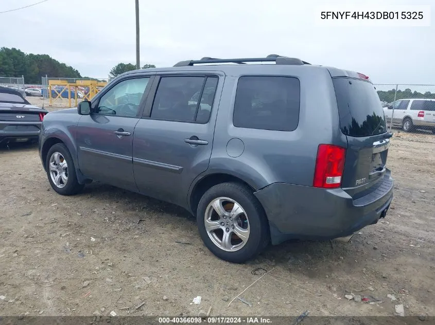 2013 Honda Pilot Ex VIN: 5FNYF4H43DB015325 Lot: 40366098