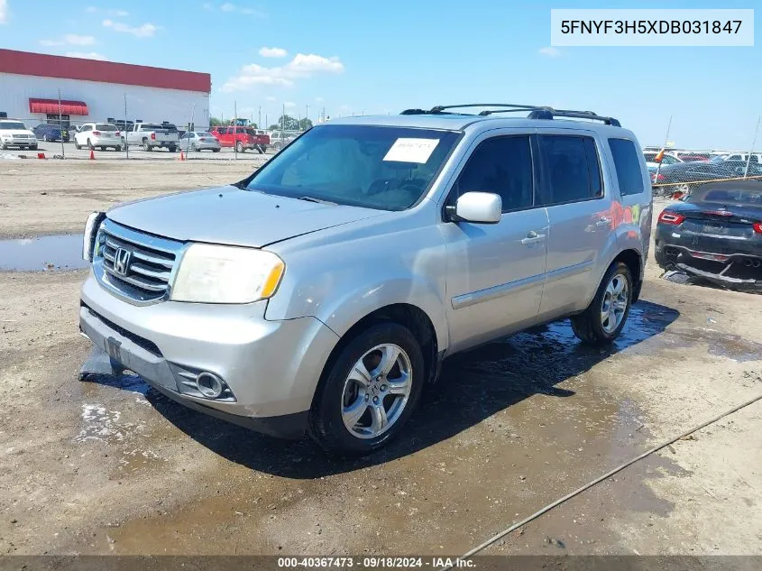 2013 Honda Pilot Ex-L VIN: 5FNYF3H5XDB031847 Lot: 40367473