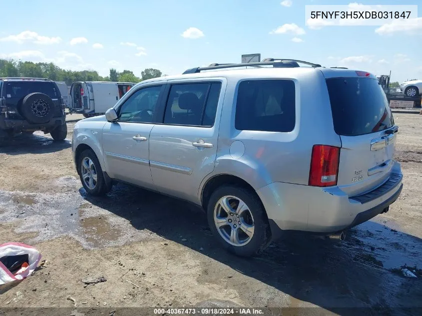 2013 Honda Pilot Ex-L VIN: 5FNYF3H5XDB031847 Lot: 40367473