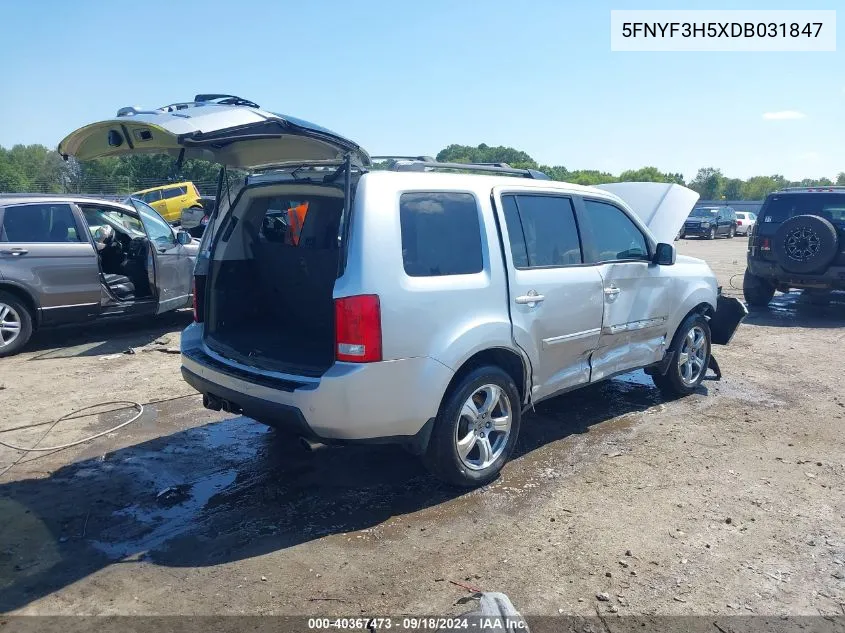 2013 Honda Pilot Ex-L VIN: 5FNYF3H5XDB031847 Lot: 40367473