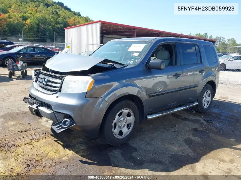 2013 Honda Pilot Lx VIN: 5FNYF4H23DB059923 Lot: 40388517