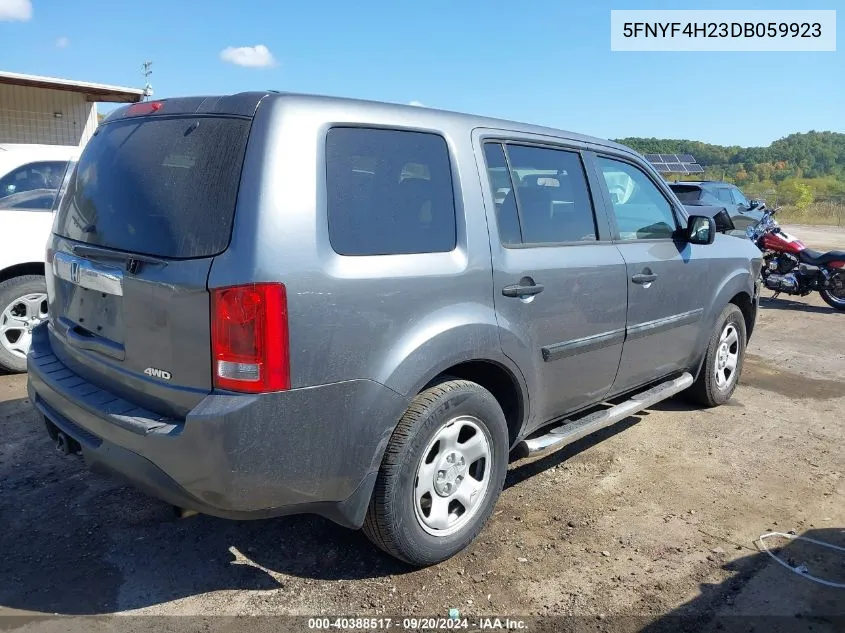 2013 Honda Pilot Lx VIN: 5FNYF4H23DB059923 Lot: 40388517