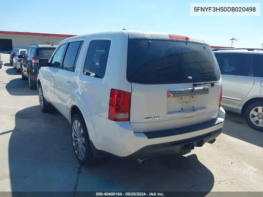 2013 Honda Pilot Ex-L VIN: 5FNYF3H50DB020498 Lot: 40400164