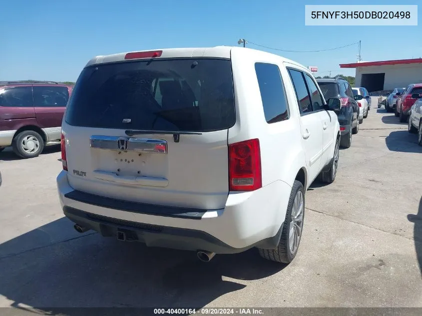 2013 Honda Pilot Ex-L VIN: 5FNYF3H50DB020498 Lot: 40400164